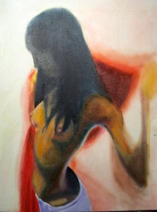 oil painting blurred woman