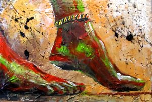 acrylic painting, foot