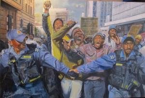 oil painting angry mob