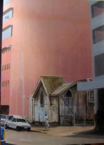 painting of a derelict house